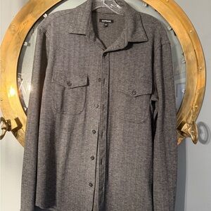 Express Men's Charcoal Button-Up Shirt Jacket